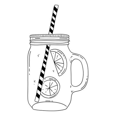 Hand draw jar glasses of summer iced tea, lemonade, and lemonade drinks isolated on a white backgroundのイラスト素材