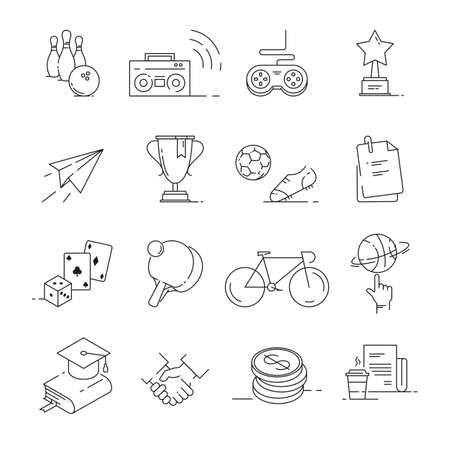 Outline set of sport, fun and newsのイラスト素材