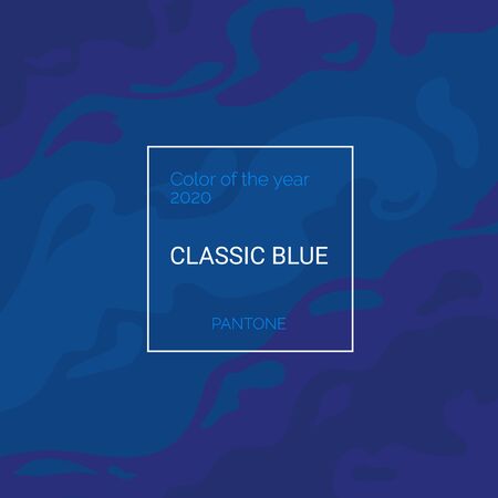 Color of the year 2020 Classic blue banner. Trendy Pantone swatch palette template. Elegant Wavy texture. Square abstract vector backgroundのイラスト素材