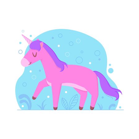 Cute cartoon unicorn isolated on whiteのイラスト素材