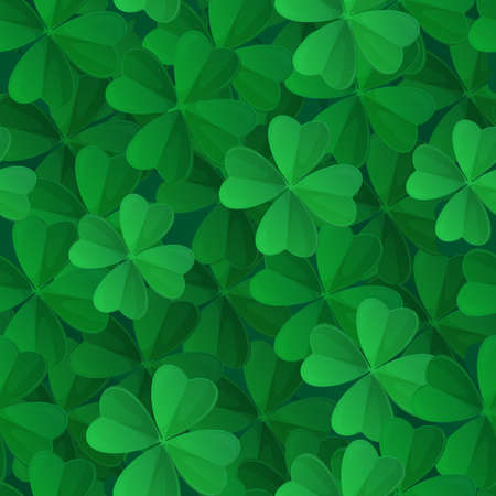Green clover seamless pattern. Saint Patrick Day texture. Stock vector illustration in realistic cartoon style.の写真素材