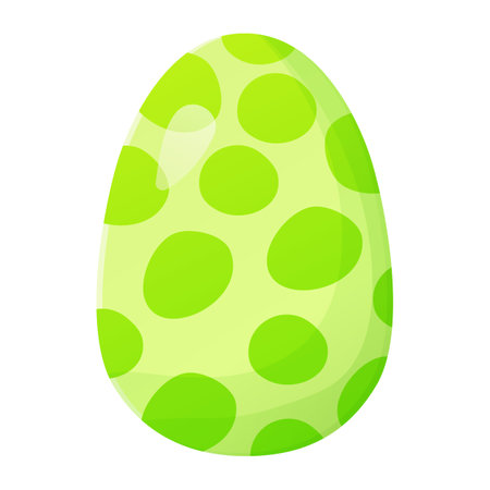 Cute realistic Easter egg painted with green handmade polka dot pattern. Can be used as easter hunt element for web banners, posters and web pagesのイラスト素材