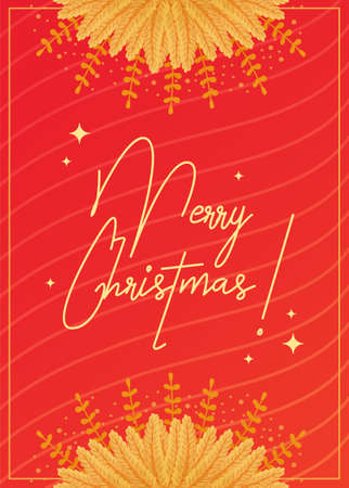 Red with gold Christmas greeting card in elegant luxury style illustration.のイラスト素材