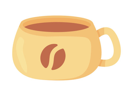 Cup or mug of coffee. Ceramic cute mug with coffe bean print.のイラスト素材