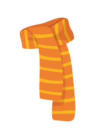Flat fall orange striped scarf. Stock vector illustration isolated on white background in cartoon style.のイラスト素材