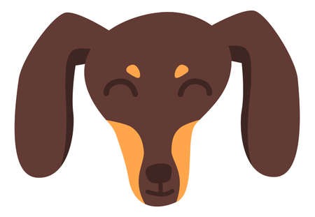 Cute dachshund dog face in flat cartoon style.のイラスト素材
