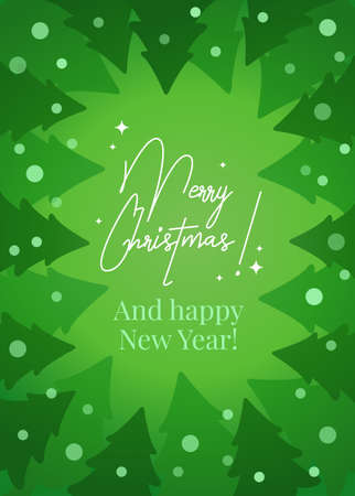 Green pines Christmas tree greeting card in elegant luxury style illustrationのイラスト素材