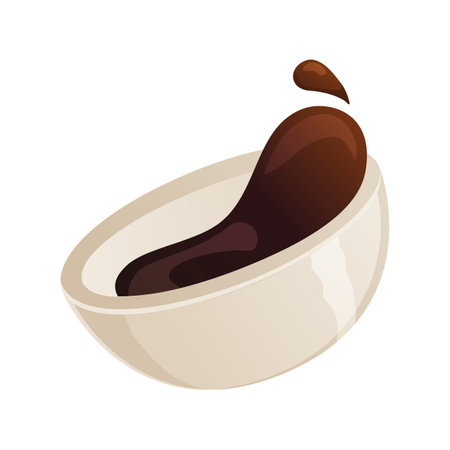 Soy sause bowl. Asian cuisine, Japanese food garmesh realistic cartoon illustrationのイラスト素材