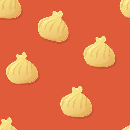 Chinese Dim sum seamless pattern. Asian food illustration in cartoon styleのイラスト素材