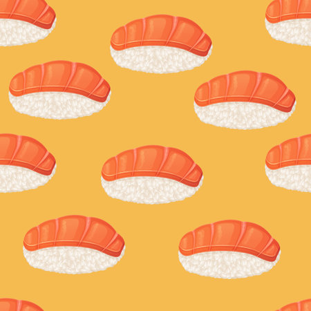 Salmon nigiri sushi dish seamless pattern. Asian cuisine, Japanese food conceptの写真素材