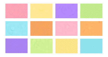 Set of Retro psychedelic checkerboard pattern. Stock vector illustration in flat cartoon style.