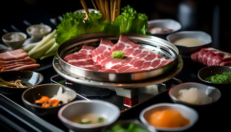 Pork shabu shabu, japanese hot potの写真素材
