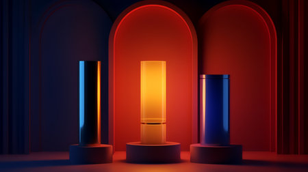 3d render, abstract background, empty podium for product display, modern pedestal, stand for cosmetic productsの素材