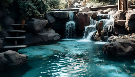 Beautiful waterfall in the park, Thailand. (Vintage tone)の素材
