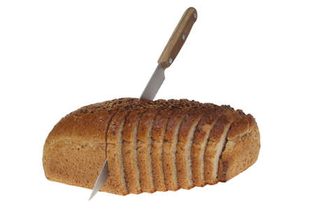 half of bread and slice of bread isolated on white background