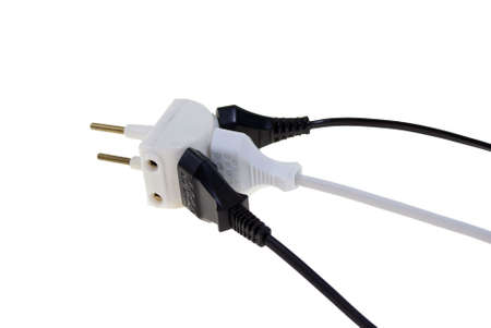 three plugs in adapter isolated on white background