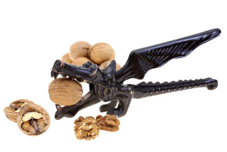 Nutcracker with walnut isolated on white backgroundの写真素材