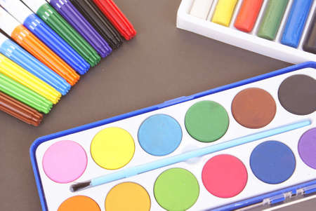 drawing and painting accessories as background