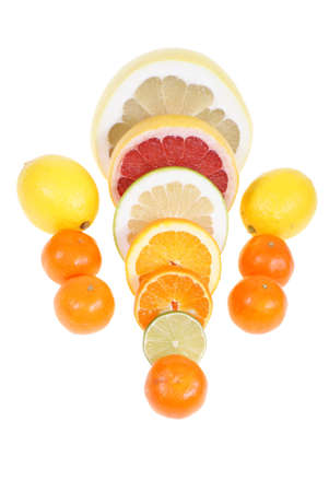 variable types of exotic fruits isolated on white backgroundの写真素材