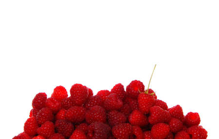  heap of sweet and ripe  raspberry  on white background