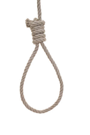 noose made of natural rope isolated on white backgroundの写真素材