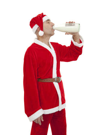 Santa Claus drink  milk on white background