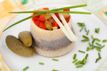 large fatty herring lightly salted on plate
