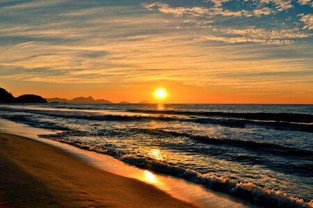 Beautiful Sunrise in Copacabana beach, Rio de Janeiroの写真素材