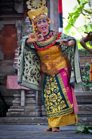 UBUD, BALI, INDONESIA - OCTOBER 24: Barong Dance show, the traditional balinese performance on October 24, 2012 in Ubud, Bali, Indonesia.のeditorial素材