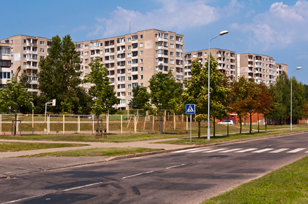 Typical Socialist Blocks of Flats Built During Communism Period in Vilnius, Lithuaniaの写真素材