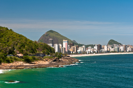 Rio de Janeiro Coastline with rocks and Ipanema beachの写真素材