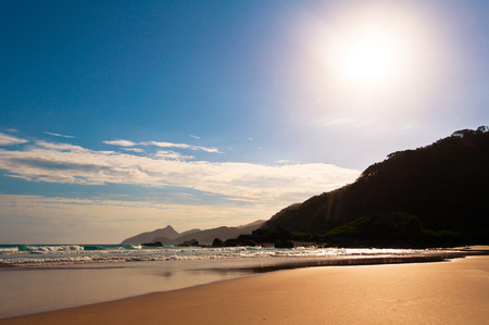 Empty and Clean Tropical Beach Lopes Mendes in Ilha Grande Island, Rio de Janeiro State, Brazilの写真素材