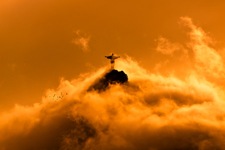 The famous Rio de Janeiro landmark - Christ the Redeemer statue on Corcovado mountainのeditorial素材