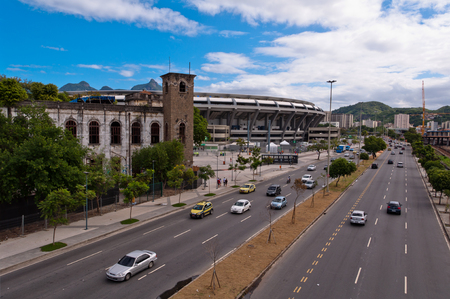 View of Maracana football soccer stadium from the nearby metro stationのeditorial素材