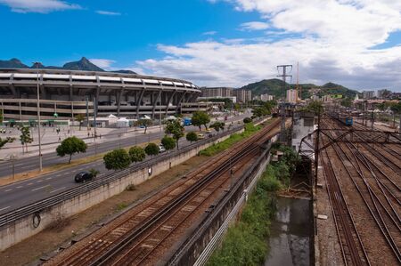 View of Maracana football soccer stadium from the nearby metro stationのeditorial素材