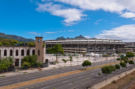View of Maracana football soccer stadium from the nearby metro stationのeditorial素材
