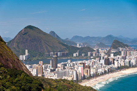 Aerial View of Ipanema and Leblon Beaches, Rio de Janeiro, Brazilの写真素材