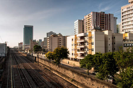 Nova Iguacu, Brazil - April 12, 2015: Early morning in Nova Iguacu city, metropolitan area of Rio de Janeiro. The city is named after Iguacu river that runs throught and empties into Guanabara Bay.のeditorial素材