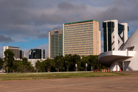 Brasilia, Brazil - June 6, 2015: Buildings of South Banking Sector. All the buildings of the complex are own by national banks of Brazil.のeditorial素材