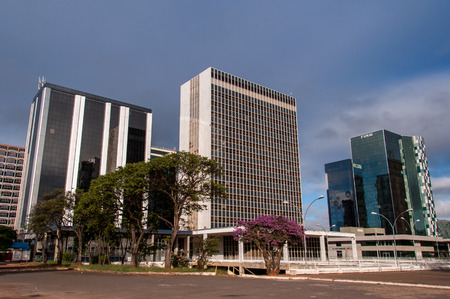 Brasilia, Brazil - June 6, 2015: Buildings of South Banking Sector. All the buildings of the complex are own by national banks of Brazil.のeditorial素材