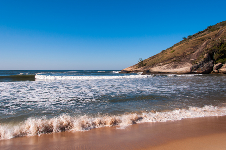 Empty tropical Grumari Beach in Rio de Janeiro, Brazilの写真素材