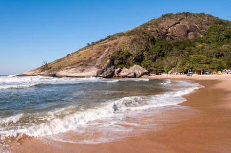 Empty tropical Grumari Beach in Rio de Janeiro, Brazilの写真素材