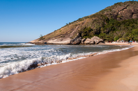 Empty tropical Grumari Beach in Rio de Janeiro, Brazilの写真素材