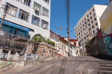 Rio de Janeiro, Brazil - January 6, 2016: Rock of Salt is a historical site of the city. Every monday night live samba music is taking place.のeditorial素材