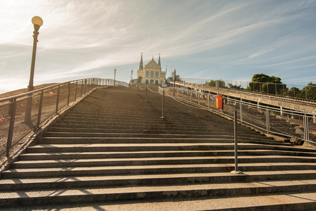 382 steps are carved in rock on which stands Penha Church in Rio de Janeiroの写真素材