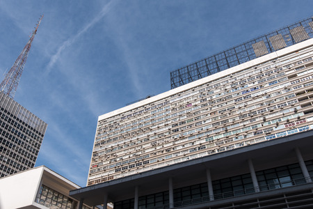 Modern Architecture Office Buildings in Paulista Avenue in Sao Paulo, Brazilの写真素材