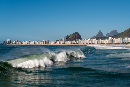 Waves in Copacabana Beach, Rio de Janeiro, Brazilの写真素材