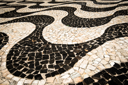 Famous Copacabana Sidewalk Mosaic in Rio de Janeiroの写真素材