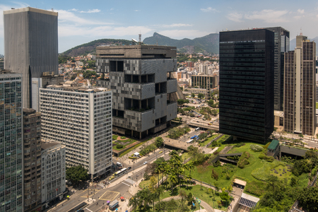 Aerial view of business buildings in Rio de Janeiro city downtownの写真素材