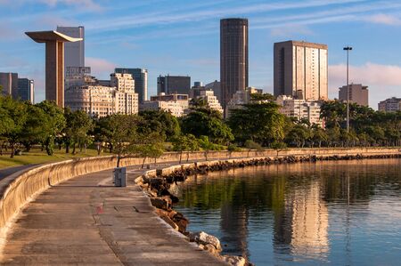 View of Rio de Janeiro City Downtown Buildings From Marina da Gloria by Sunriseの写真素材